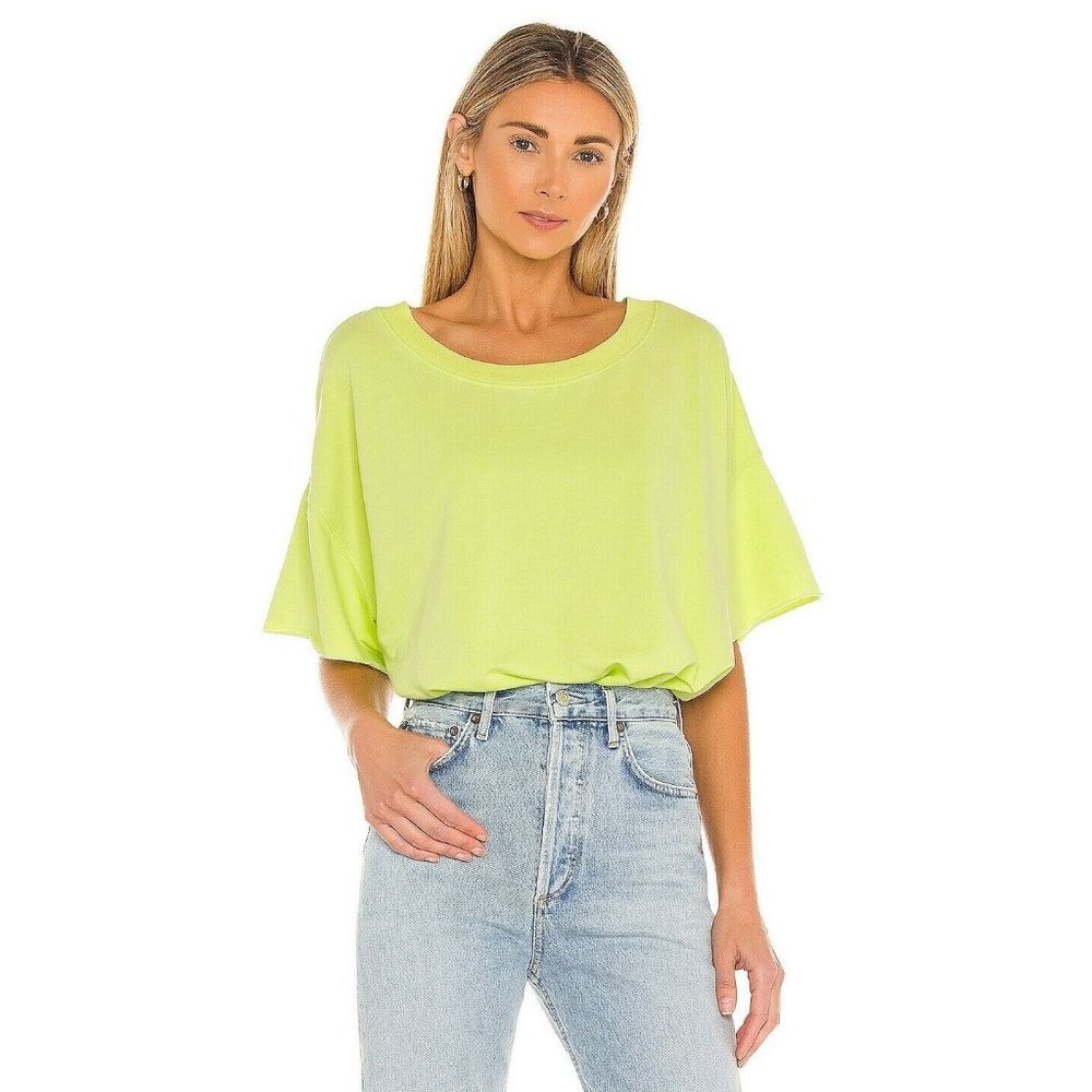 Free People Cozy Girl Bodysuit Lightning Bug Neon Green XS NWOT $60